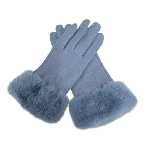Women's Warm Winter Gloves Ladies Cashmere Blend Soft Faux Fur Cuffs Thermal Lined Touch Screen Gloves