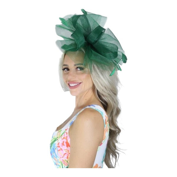 Large Wedding Fascinator Headband & Hair Clip Mesh Net Hat Royal Ascot Races UK