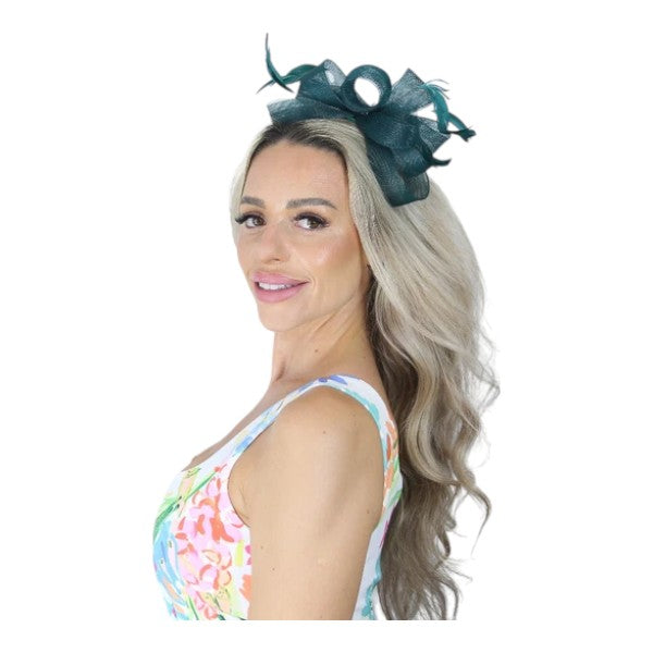 Womens Feather Looped Headband & Clip Fascinator Alice Band Ladies Day Wedding Royal Ascot