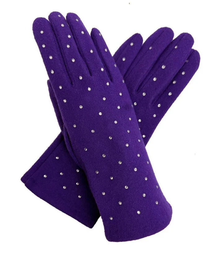 Women's Luxury Fashion Gloves Fleece Soft Winter Warm Rhinestone Detail Touch Screen Gloves