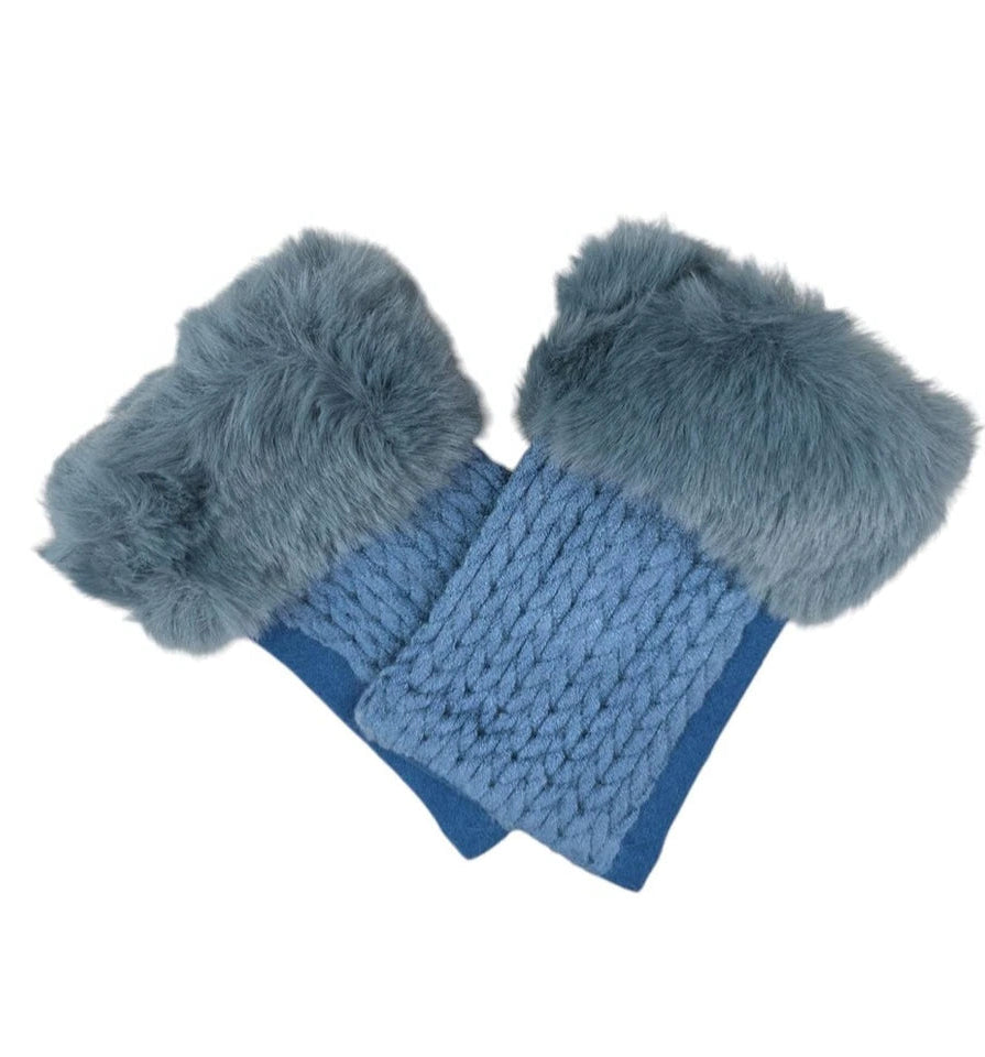 Women's Ladies Winter Fingerless Gloves Suede Fur Mittens Soft Warm Fleece Lined