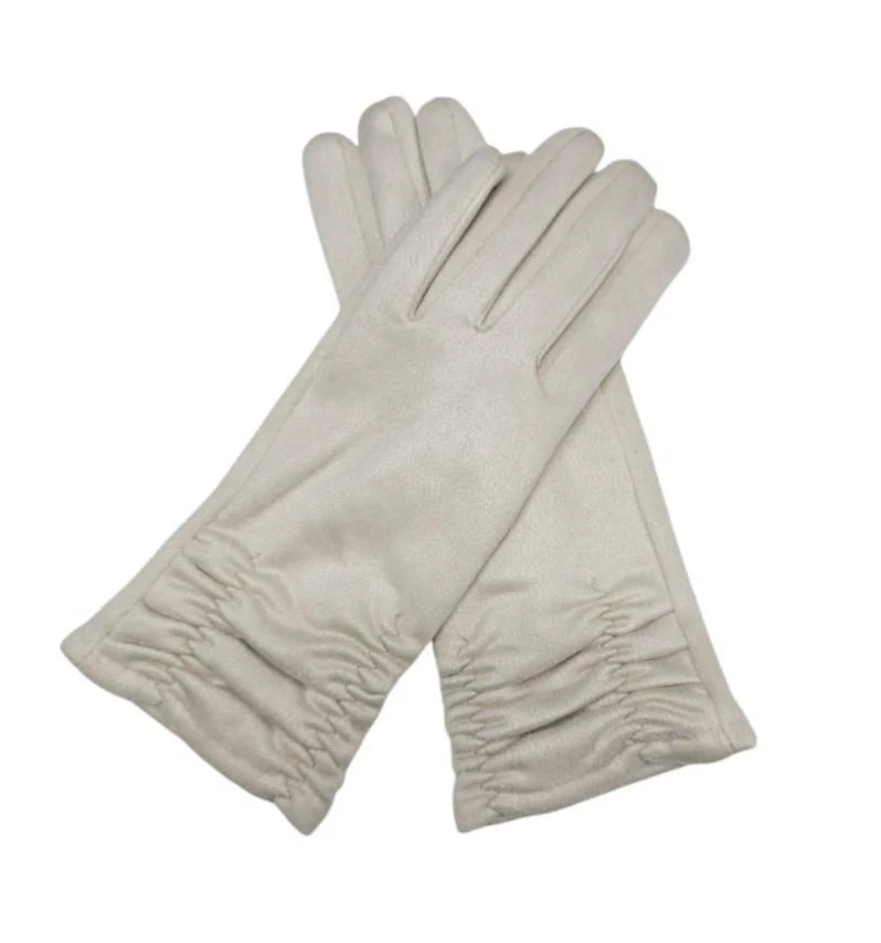 Women's Winter Gloves Faux Suede Soft Fleece Cozy Warm Ladies Fashion Gloves