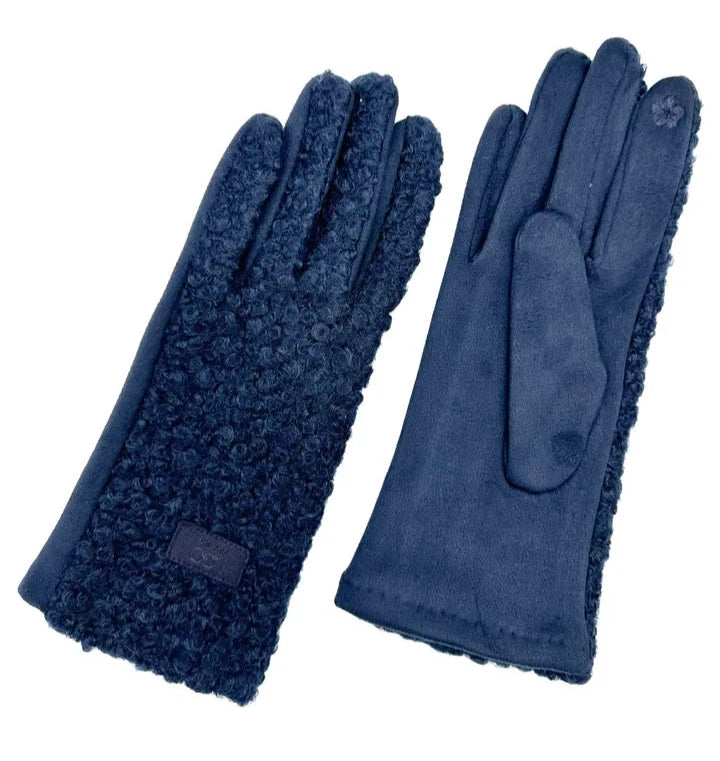 Women's Soft Fashion Gloves Plain Grassy Pattern Warm Winter Gloves Touchscreen