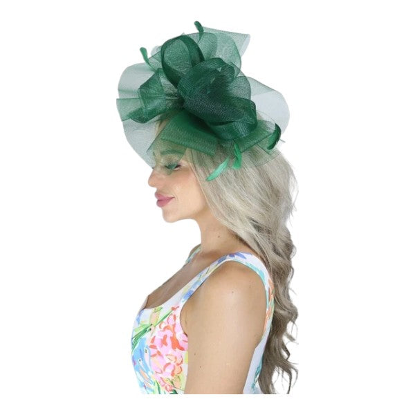 Large Wedding Fascinator Headband & Hair Clip Mesh Net Hat Royal Ascot Races UK