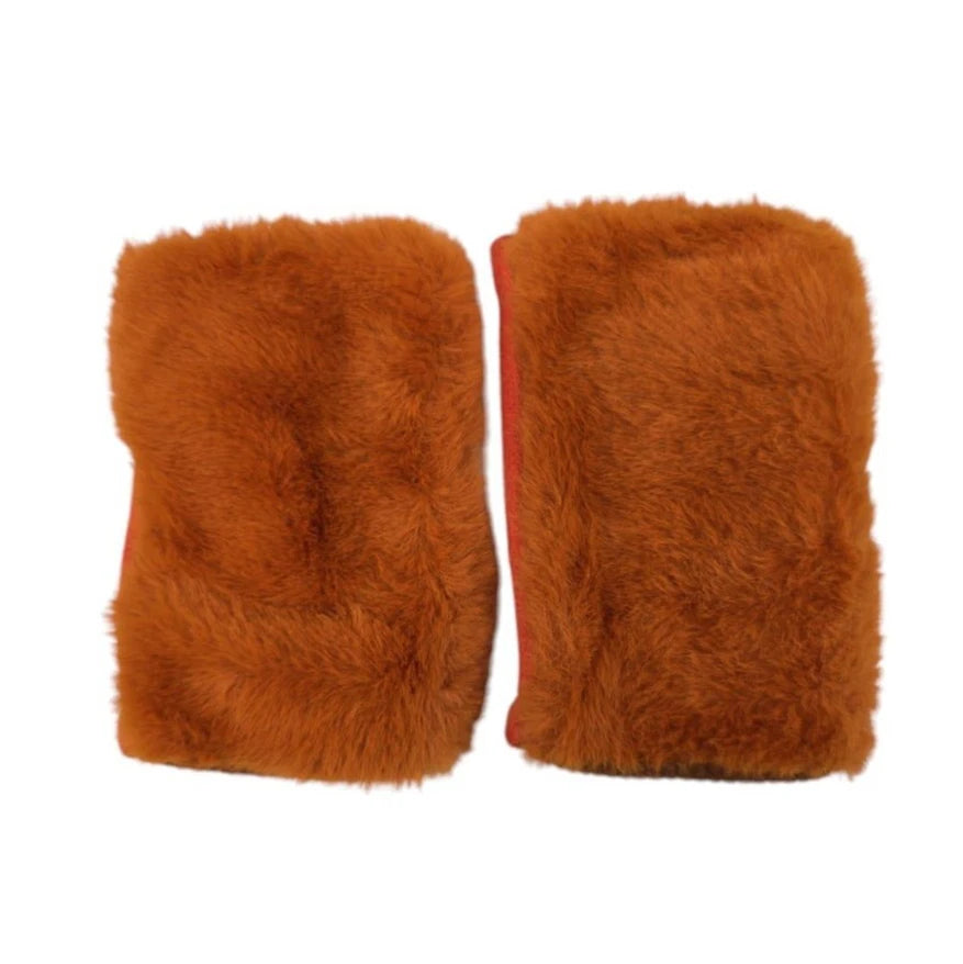 Women's Winter Fingerless Faux Suede Fur Gloves Mittens Soft Warm Fleece Lined UK
