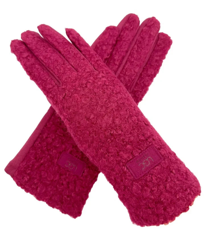 Women's Soft Fashion Gloves Plain Grassy Pattern Warm Winter Gloves Touchscreen