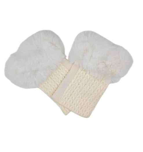 Women's Ladies Winter Fingerless Gloves Suede Fur Mittens Soft Warm Fleece Lined