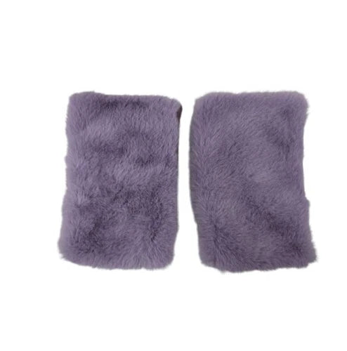 Women's Winter Fingerless Faux Suede Fur Gloves Mittens Soft Warm Fleece Lined UK