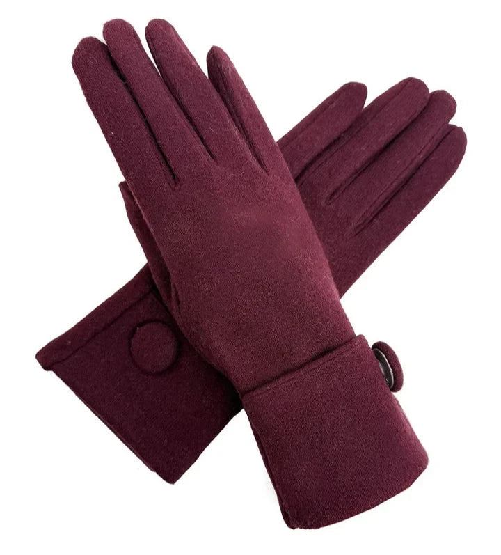 Women Winter Fashion Gloves Fleece Warm Comfy Soft Thermal Lined Button Touch Screen