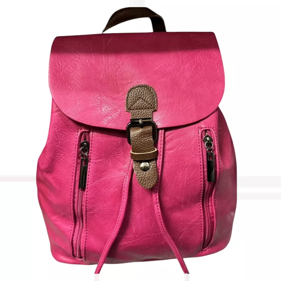 Women's Leather Backpack Rucksack Buckle décor Shoulder Grab Handle Bag