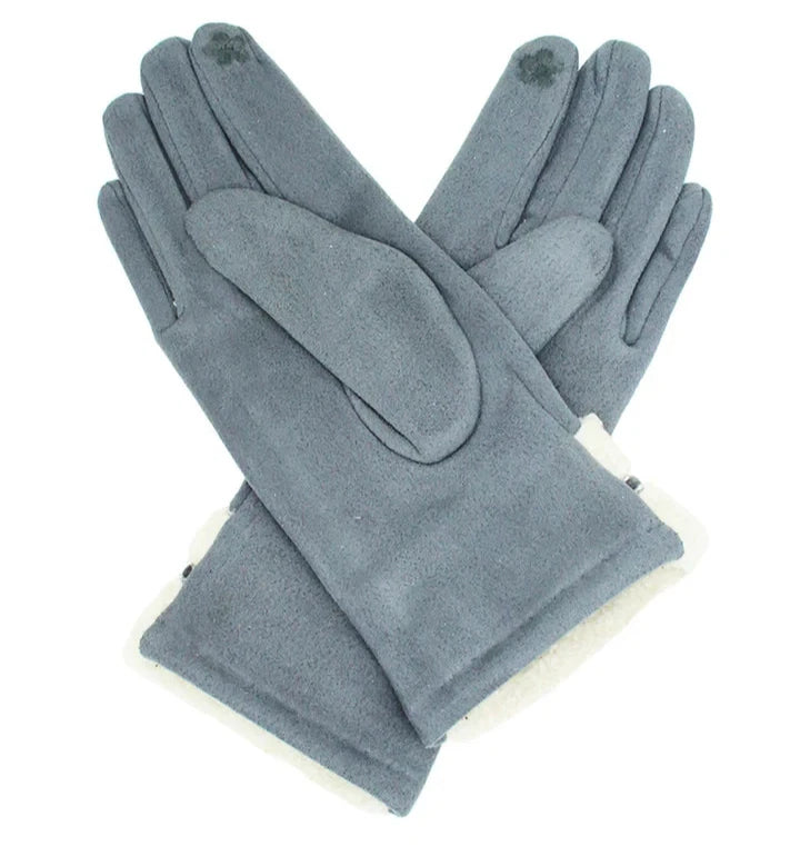 Women's Fleece Lined Cosy Winter Warm Gloves Ladies Faux Fur Cuffs Pom Pom Glove