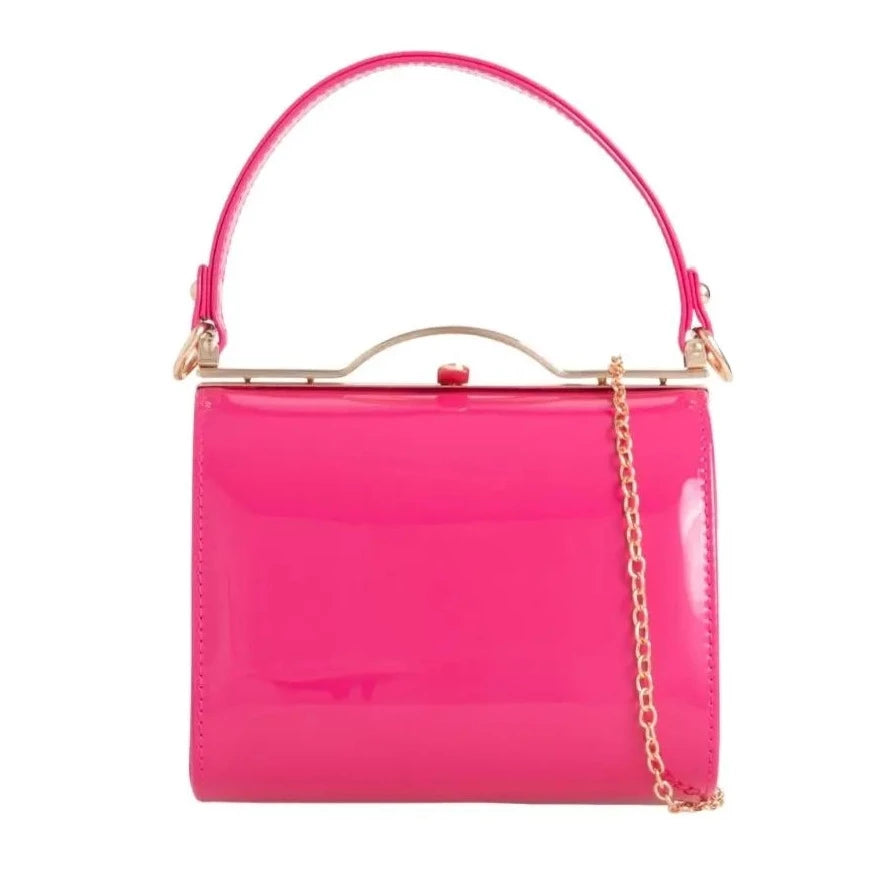 Patent Vintage Box Handbag Clutch Bag Top Handle Evening Bag For Women