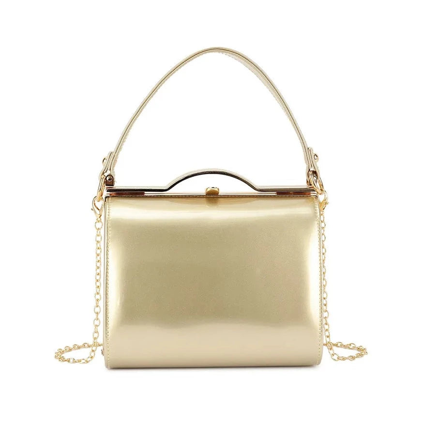 Patent Vintage Box Handbag Clutch Bag Top Handle Evening Bag For Women