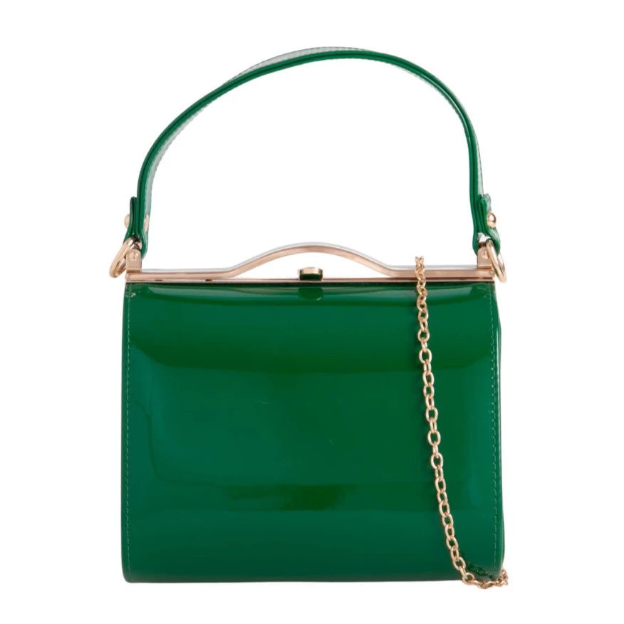 Patent Vintage Box Handbag Clutch Bag Top Handle Evening Bag For Women