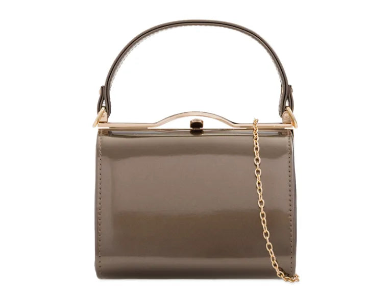 Patent Vintage Box Handbag Clutch Bag Top Handle Evening Bag For Women