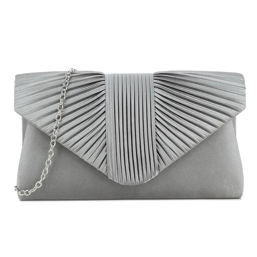 Pleated Satin Evening Clutch Bag