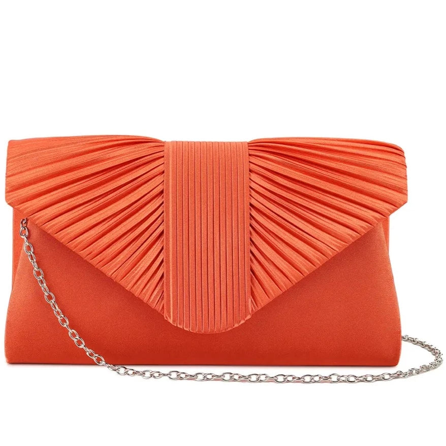 Women's Pleated Satin Clutch Bag Evening Wedding Party Handbags