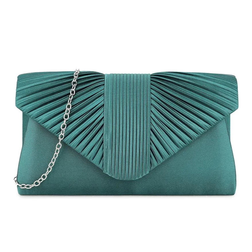 Pleated Satin Evening Clutch Bag