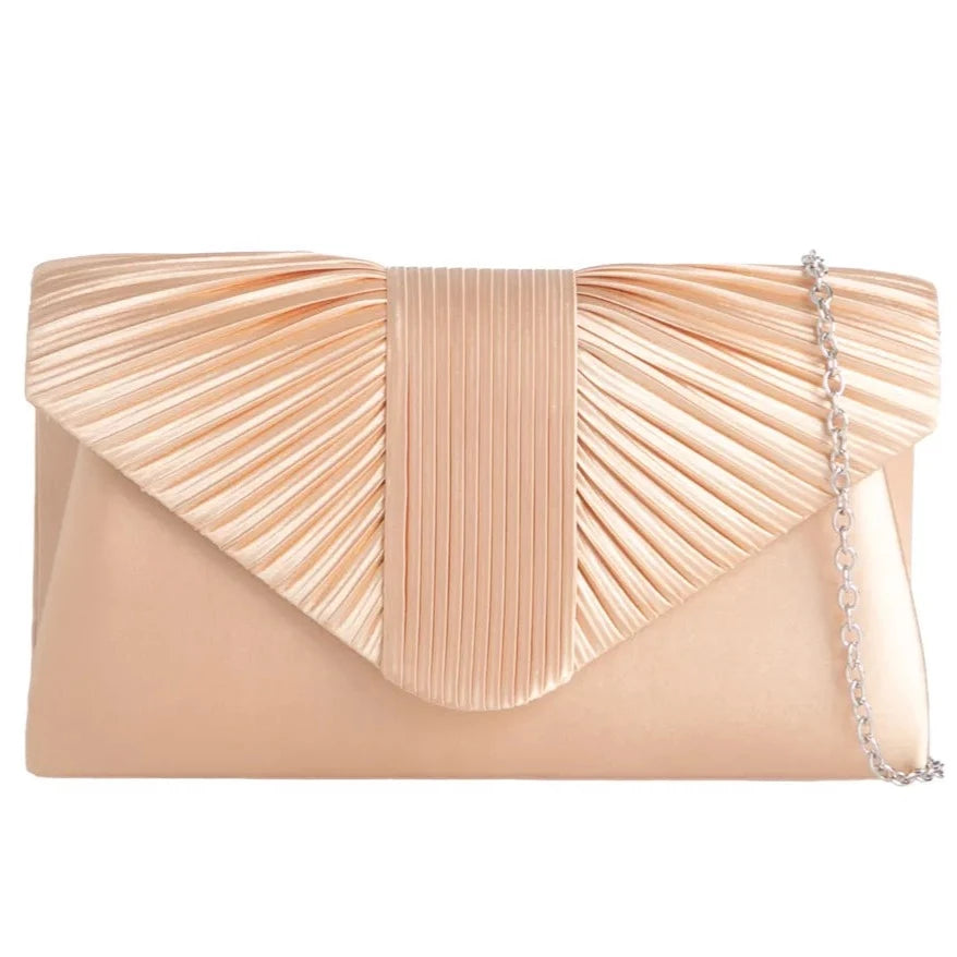 Pleated Satin Evening Clutch Bag