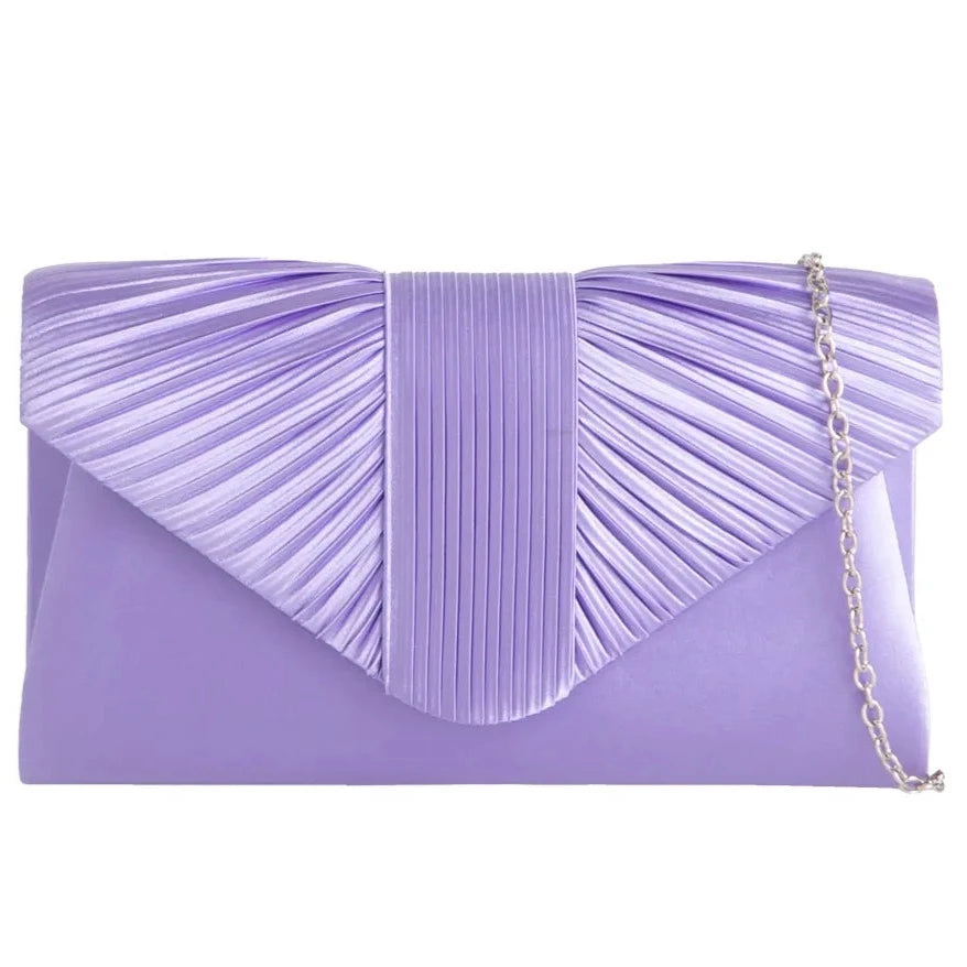 Pleated Satin Evening Clutch Bag