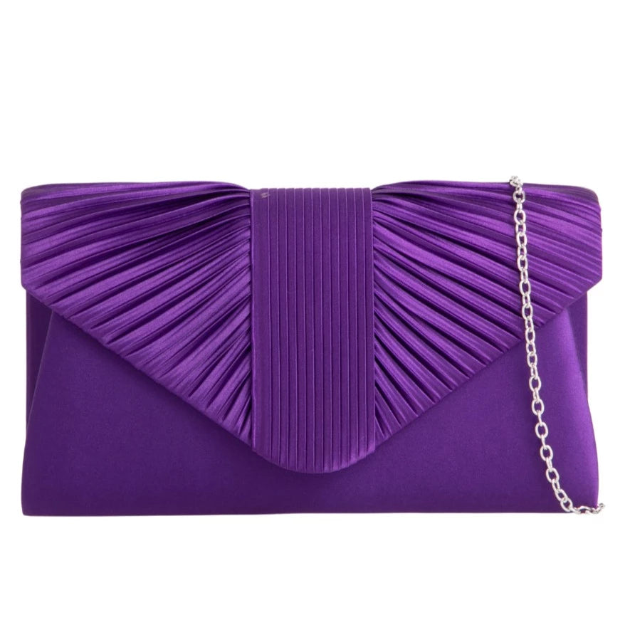 Women's Pleated Satin Clutch Bag Evening Wedding Party Handbags