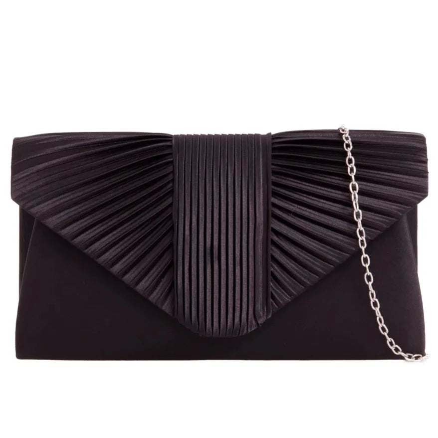 Pleated Satin Evening Clutch Bag