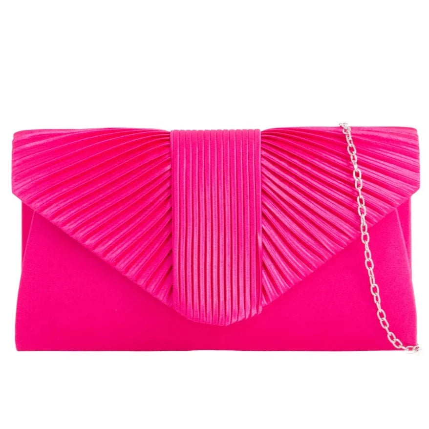 Pleated Satin Evening Clutch Bag