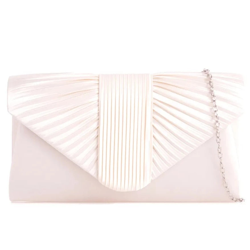 Women's Pleated Satin Clutch Bag Evening Wedding Party Handbags