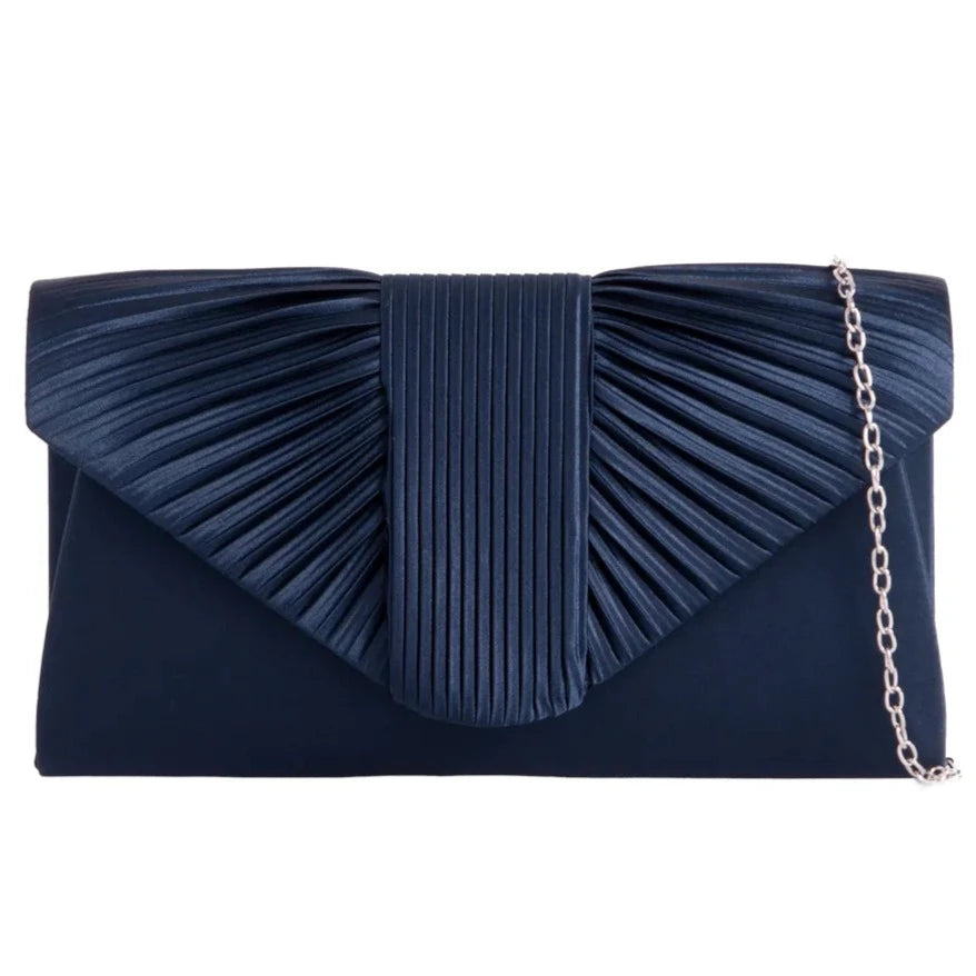 Pleated Satin Evening Clutch Bag