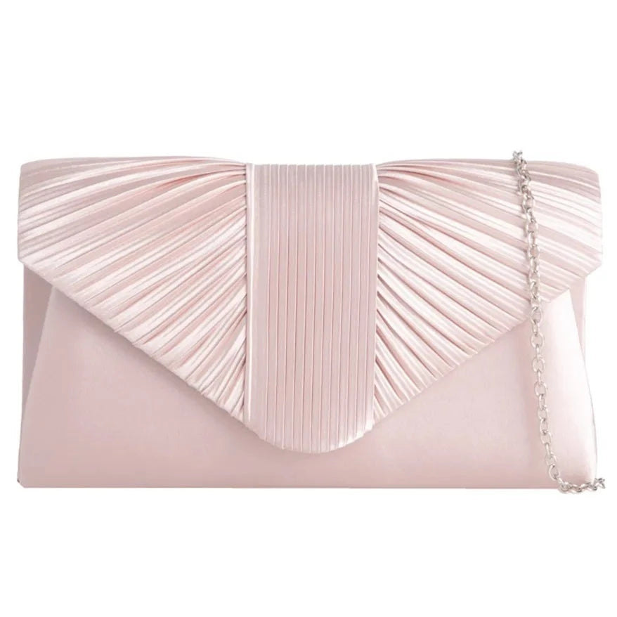 Pleated Satin Evening Clutch Bag