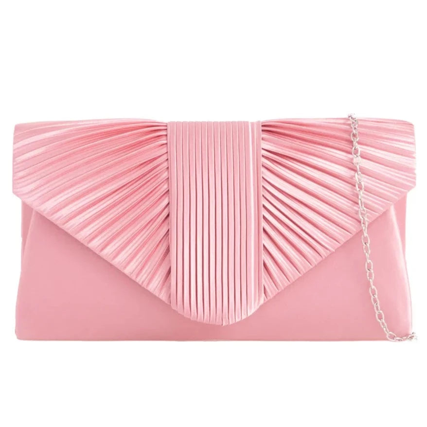 Pleated Satin Evening Clutch Bag