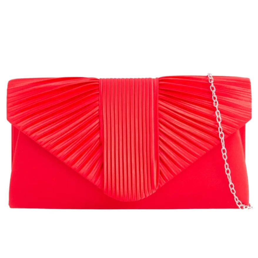Women's Pleated Satin Clutch Bag Evening Wedding Party Handbags