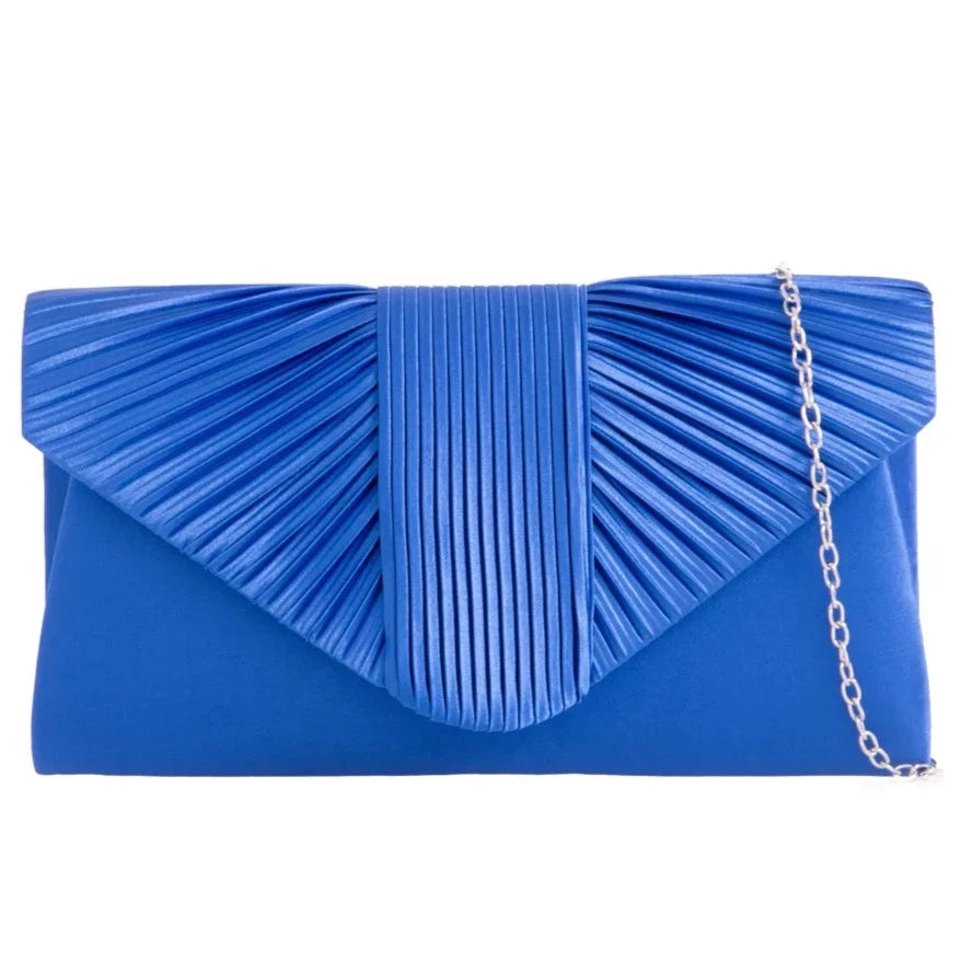 Women's Pleated Satin Clutch Bag Evening Wedding Party Handbags