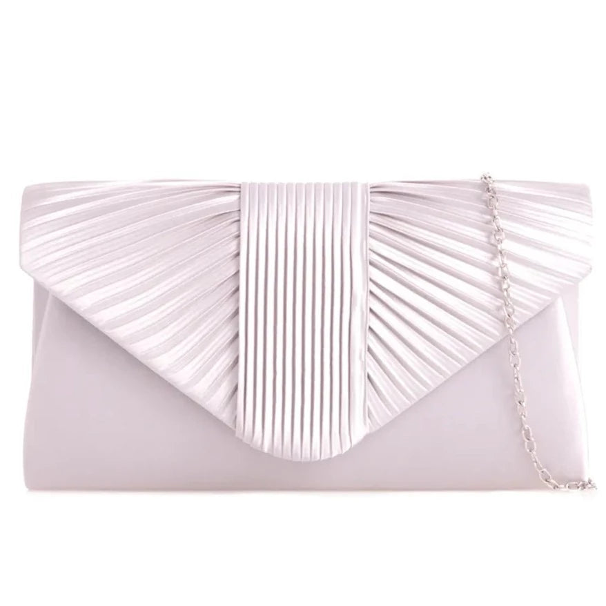 Women's Pleated Satin Clutch Bag Evening Wedding Party Handbags
