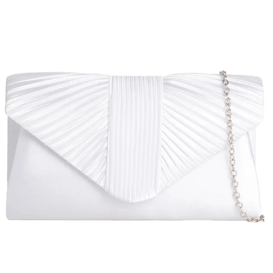 Women's Pleated Satin Clutch Bag Evening Wedding Party Handbags