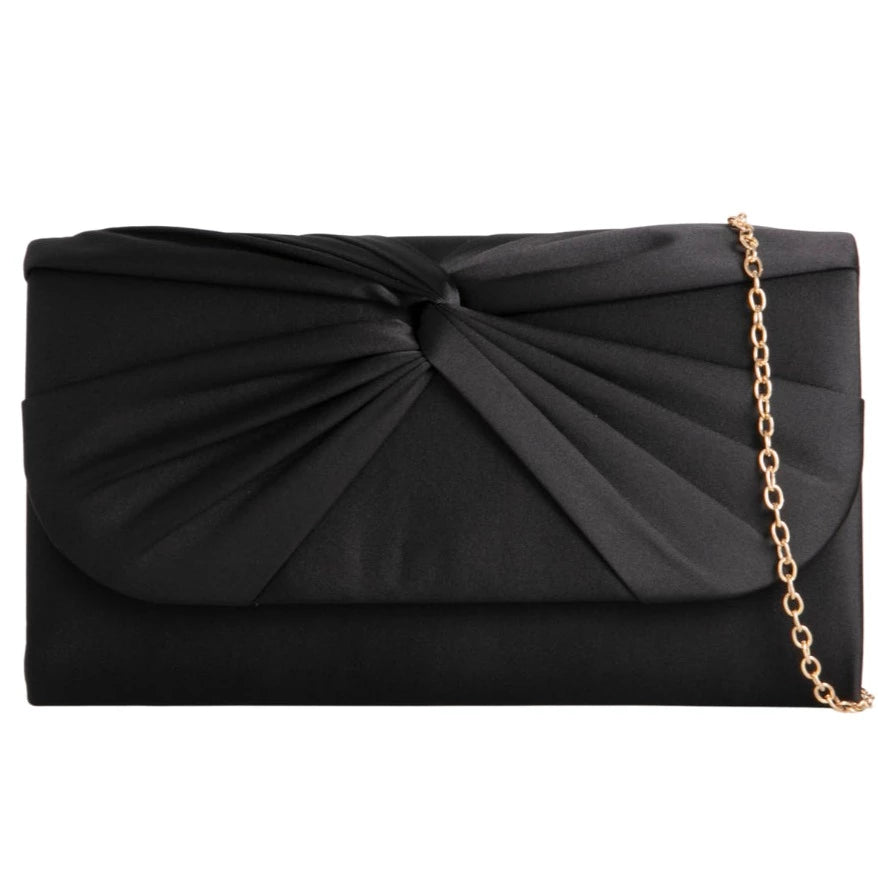 Ladies Satin Pleated Clutch Bag Evening Prom Party Handbag