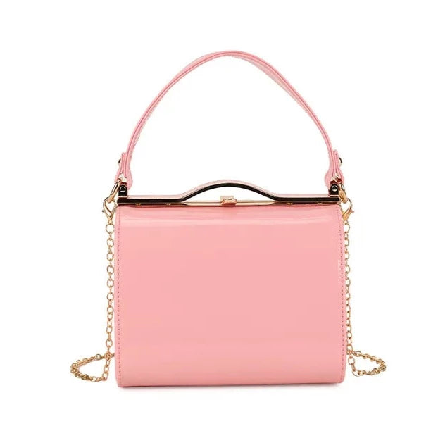 Patent Vintage Box Handbag Clutch Bag Top Handle Evening Bag For Women