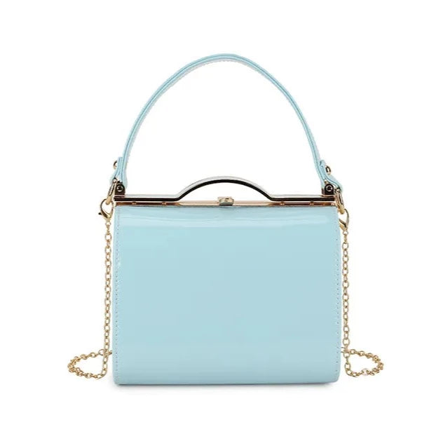 Patent Vintage Box Handbag Clutch Bag Top Handle Evening Bag For Women