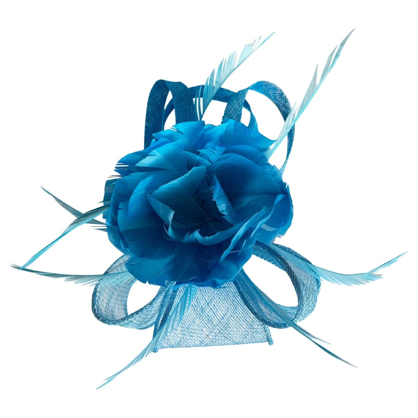 Sinamay & Peony Feather Flower Fascinator Headband and Clip Wedding Royal Ascot Race