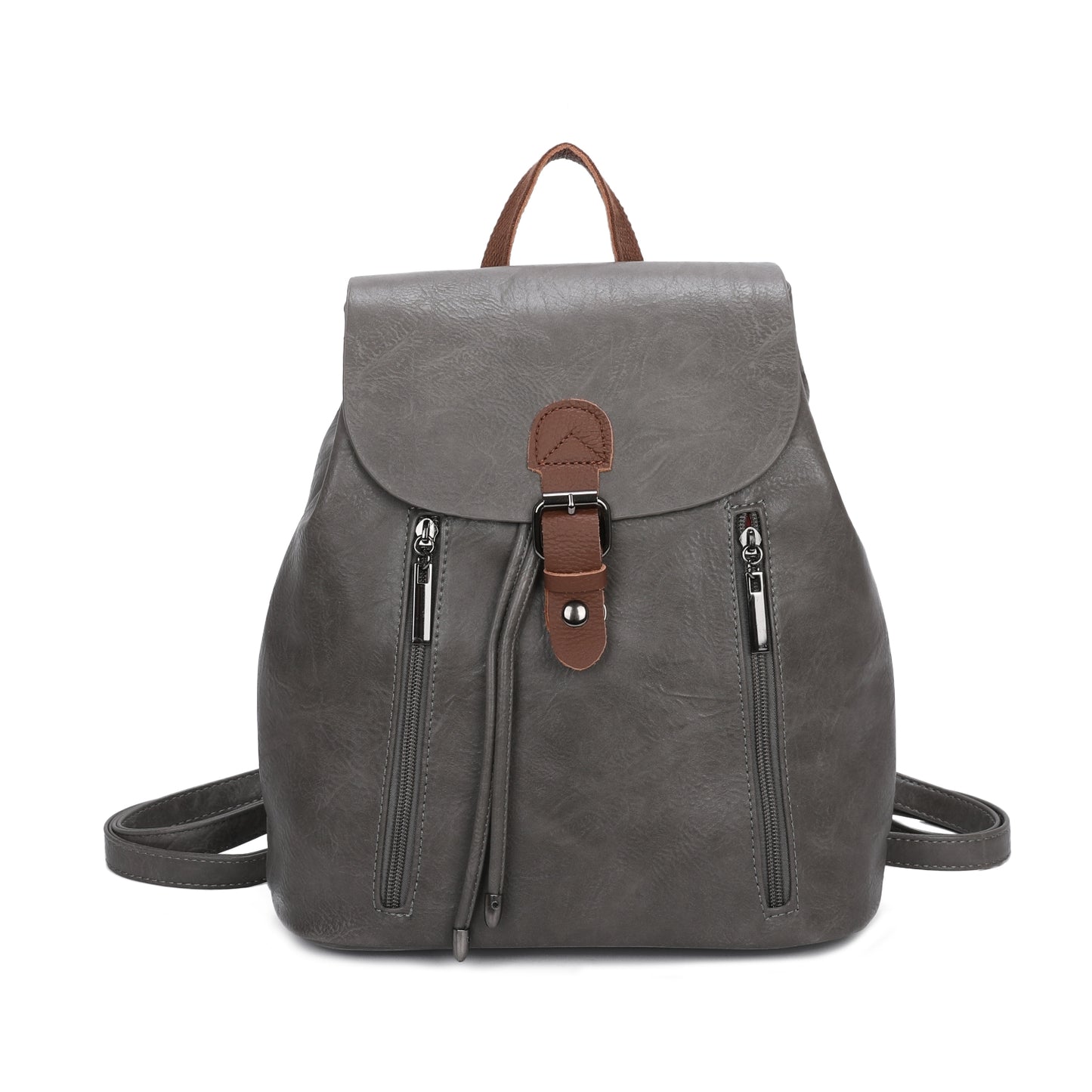 Women's Leather Backpack Rucksack Buckle décor Shoulder Grab Handle Bag