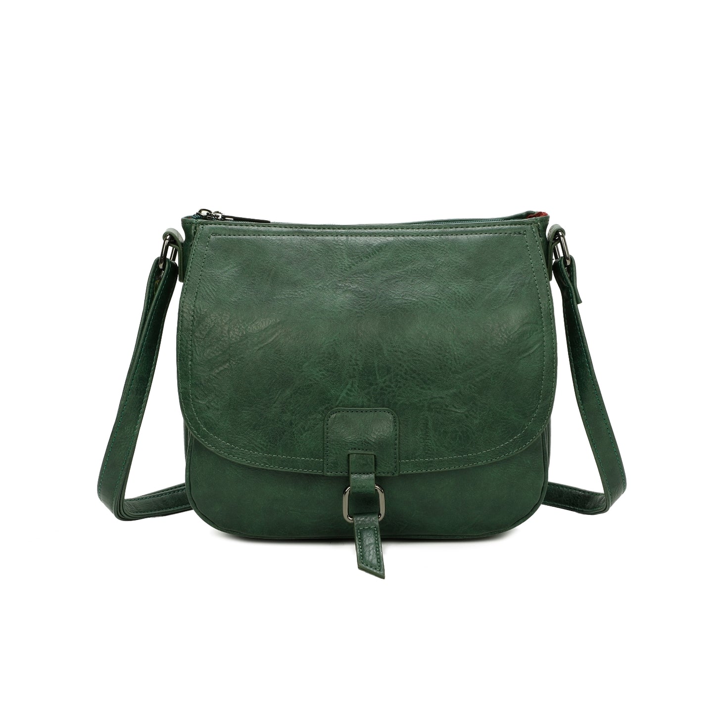 Ladies Real Leather Detailing Full Flap Satchel Bag Women Crossbody Messenger Saddle Shoulder Handbags