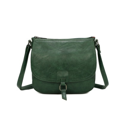 Ladies Real Leather Detailing Full Flap Satchel Bag Women Crossbody Messenger Saddle Shoulder Handbags