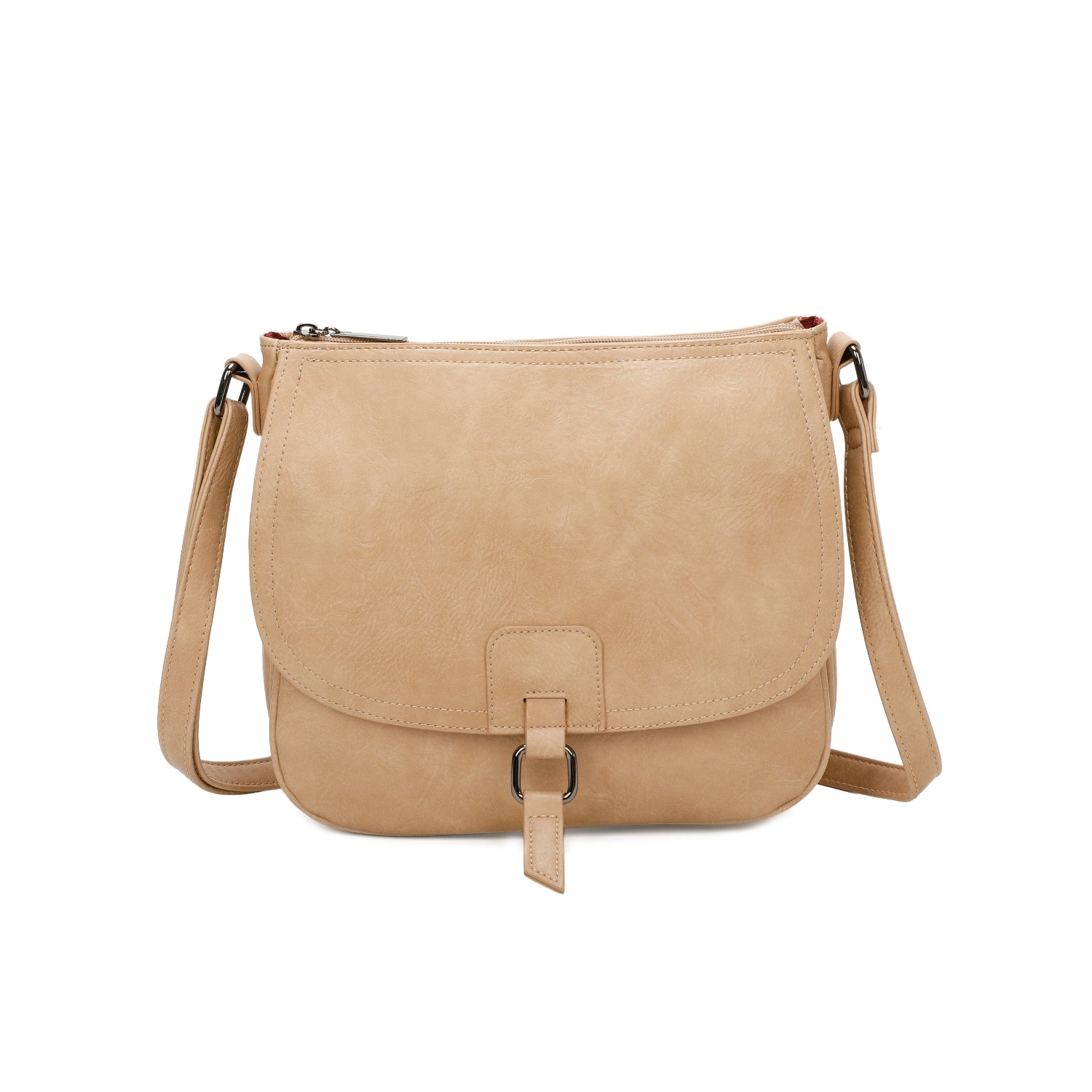 Ladies Real Leather Detailing Full Flap Satchel Bag Women Crossbody Messenger Saddle Shoulder Handbags