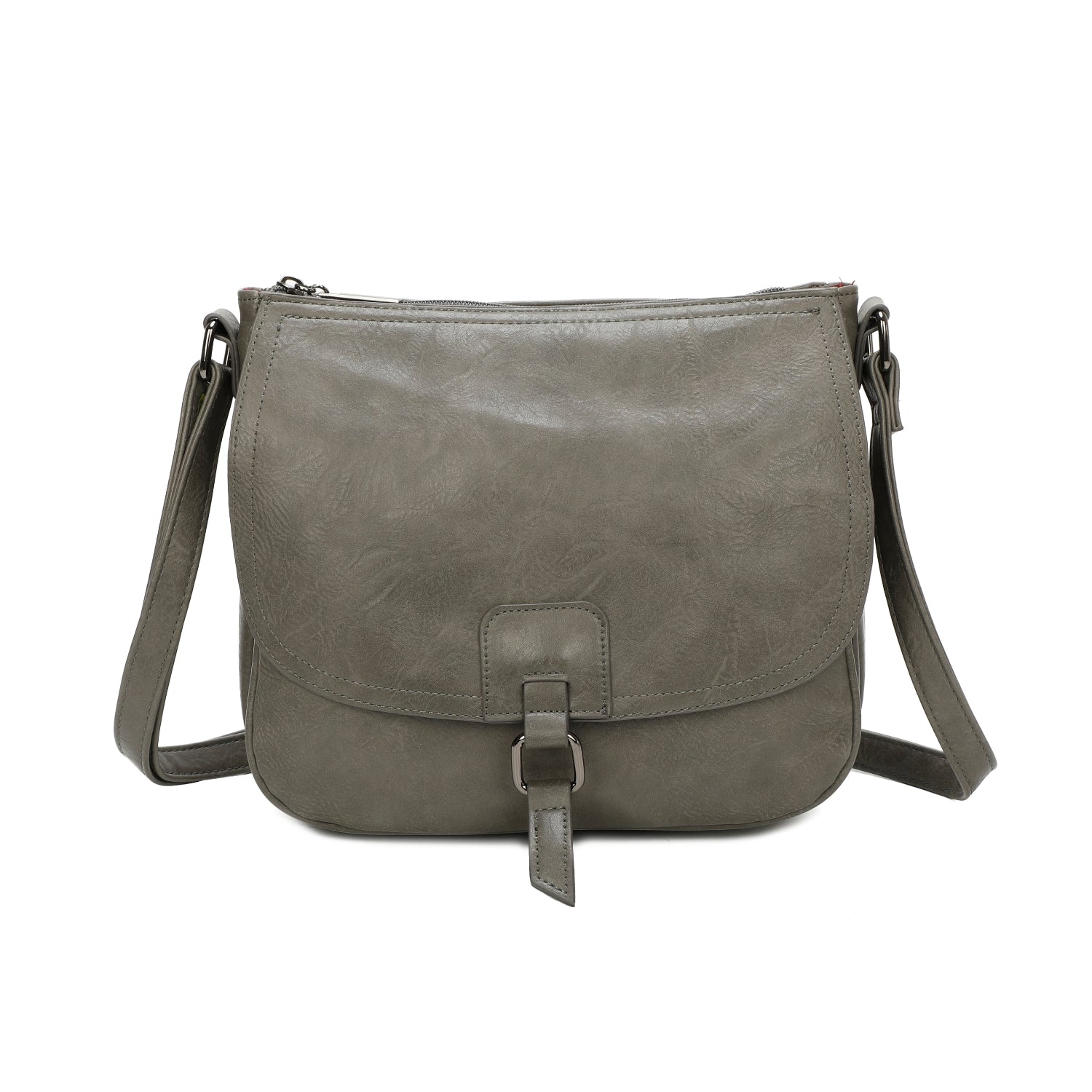 Real Leather Detailing Full Flap Satchel Bag