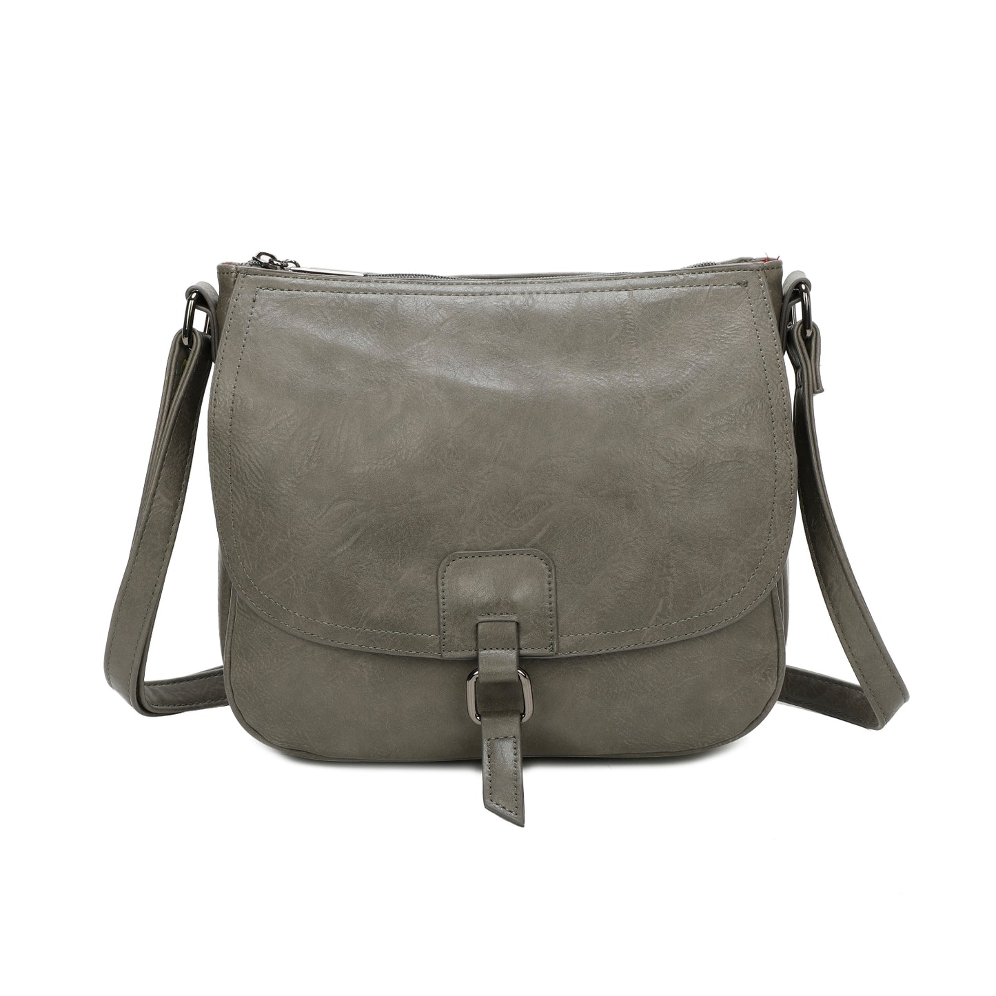 Ladies Real Leather Detailing Full Flap Satchel Bag Women Crossbody Messenger Saddle Shoulder Handbags