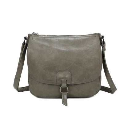 Ladies Real Leather Detailing Full Flap Satchel Bag Women Crossbody Messenger Saddle Shoulder Handbags