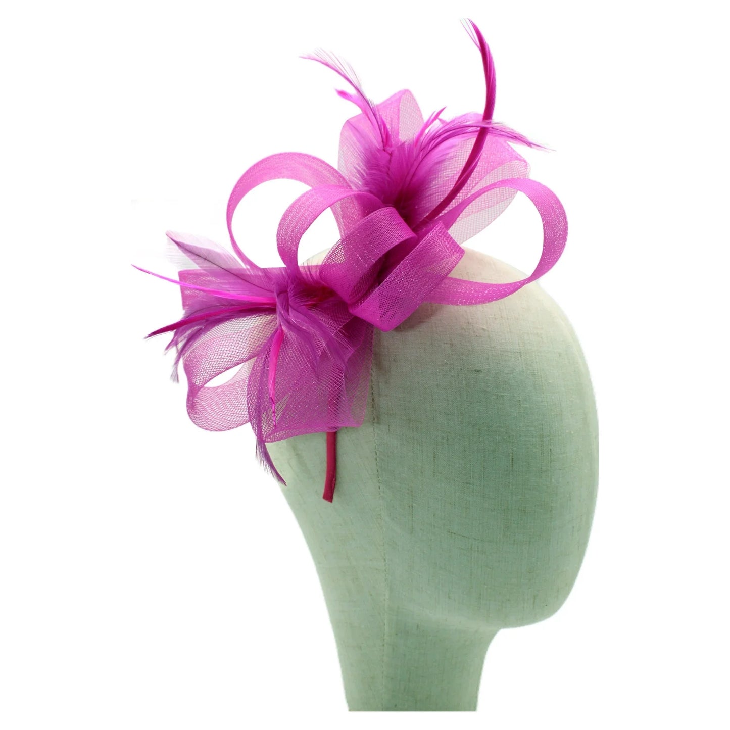 Loop Bow Fascinator With Feathers Flower Clip and Headband Wedding Races