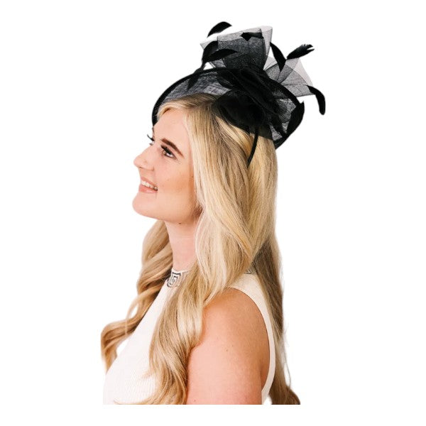 Women's Fascinator Large Headband Clip Weddings Hat Feather Flower Ladies Day Races Royal Ascot