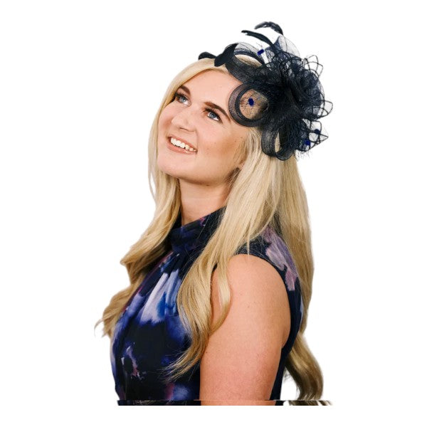 Women Fascinator Headband Hair Clip Veil Flower Net Hair Hat Wedding Race Royal Ascot