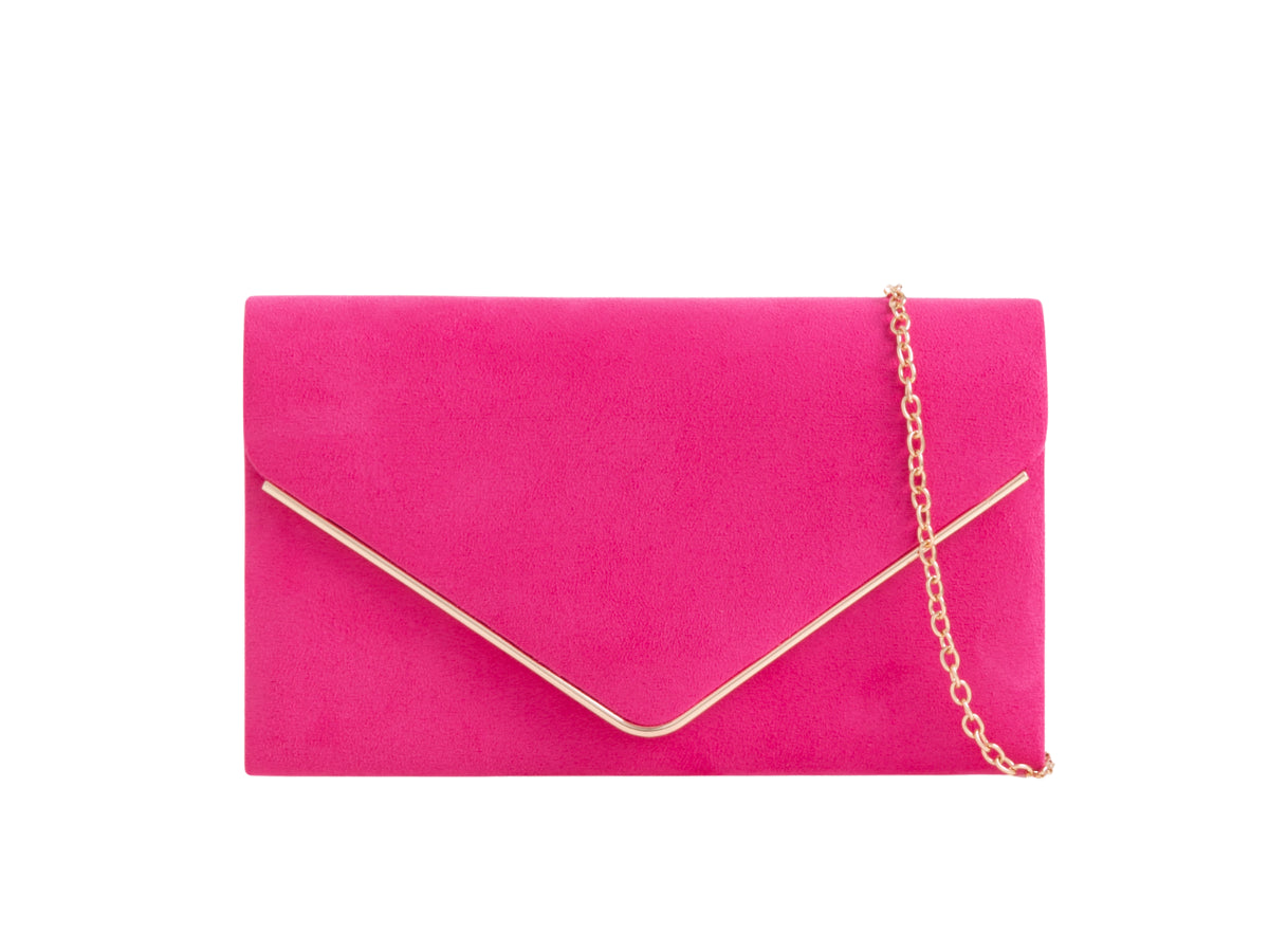 Faux Suede Envelope Fashion Clutch Bag